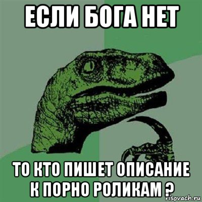 если бога нет то кто пишет описание к порно роликам ?, Мем Филосораптор