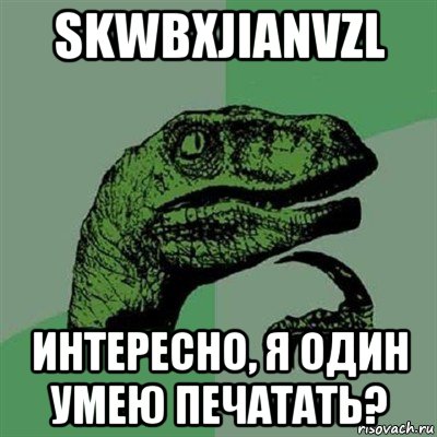 skwbxjianvzl интересно, я один умею печатать?, Мем Филосораптор