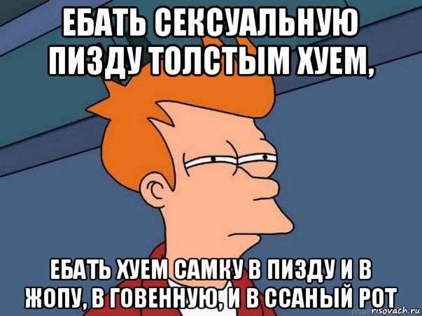 ебать сексуальную пизду толстым хуем, ебать хуем самку в пизду и в жопу, в говенную, и в ссаный рот, Мем  Фрай (мне кажется или)