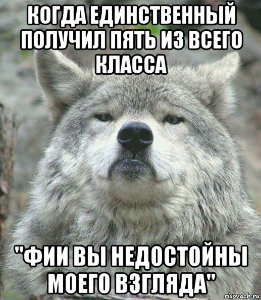 когда единственный получил пять из всего класса "фии вы недостойны моего взгляда"