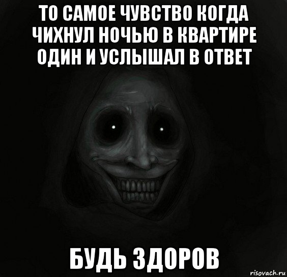 то самое чувство когда чихнул ночью в квартире один и услышал в ответ будь здоров, Мем Ночной гость