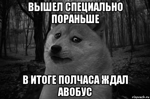 вышел специально пораньше в итоге полчаса ждал авобус, Мем    Грусть-пичаль