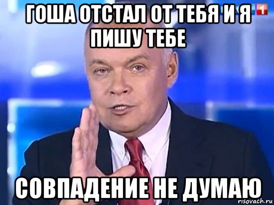 гоша отстал от тебя и я пишу тебе совпадение не думаю, Мем Киселёв 2014