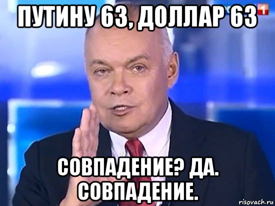 путину 63, доллар 63 совпадение? да. совпадение., Мем Киселёв 2014