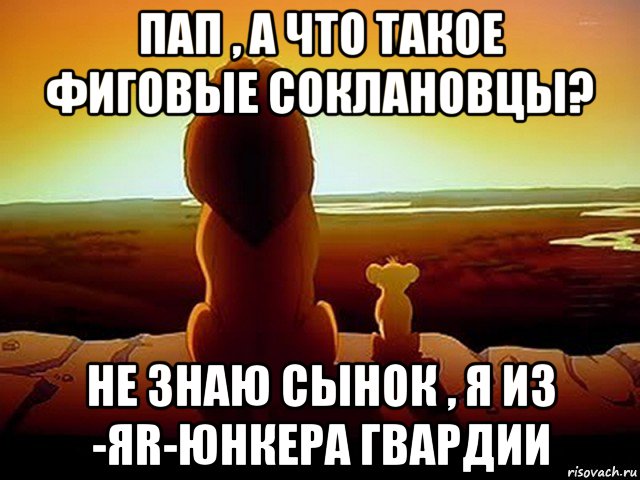 пап , а что такое фиговые соклановцы? не знаю сынок , я из -яr-юнкера гвардии, Мем  король лев