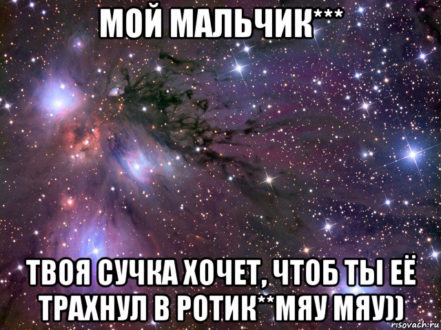 мой мальчик*** твоя сучка хочет, чтоб ты её трахнул в ротик**мяу мяу)), Мем Космос