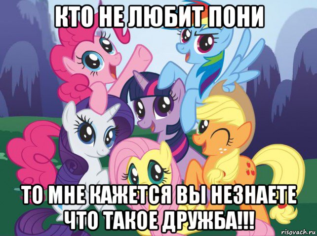 кто не любит пони то мне кажется вы незнаете что такое дружба!!!, Мем My little pony