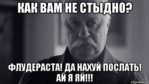 как вам не стыдно? флудераста! да нахуй послать! ай я яй!!!, Мем Не огорчай Леонида Аркадьевича