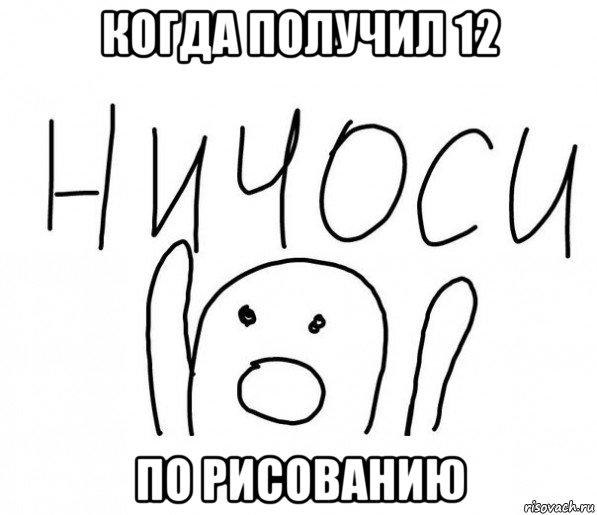 когда получил 12 по рисованию, Мем  Ничоси