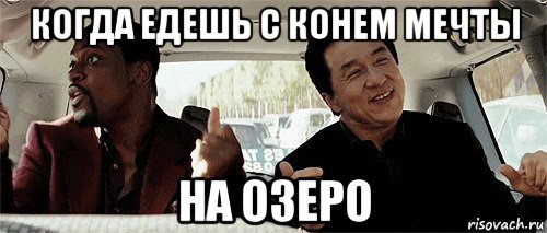 когда едешь с конем мечты на озеро, Мем Никому конечно