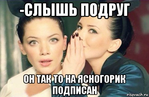 -слышь подруг он так то на ясногорик подписан, Мем  Он