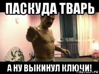 паскуда тварь а ну выкинул ключи!