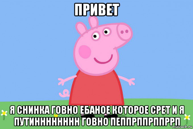 привет я снинка говно ебаное которое срет и я путинннннннн говно пеппрппрппррп, Мем Пеппа