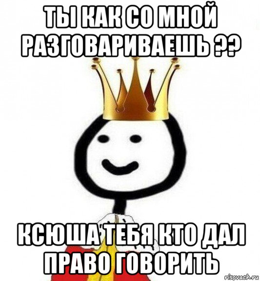 ты как со мной разговариваешь ?? ксюша тебя кто дал право говорить, Мем Теребонька Царь