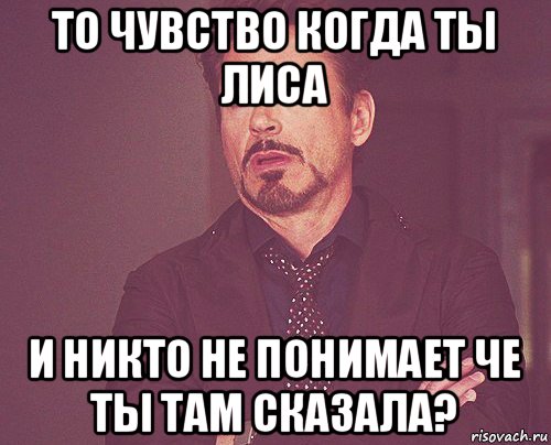 то чувство когда ты лиса и никто не понимает че ты там сказала?, Мем твое выражение лица