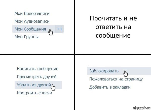 Прочитать и не ответить на сообщение, Комикс  Удалить из друзей