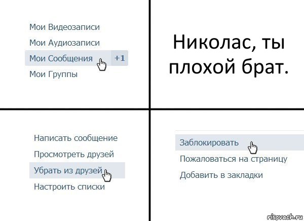 Николас, ты плохой брат., Комикс  Удалить из друзей