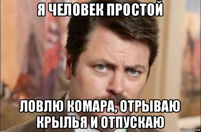 я человек простой ловлю комара, отрываю крылья и отпускаю, Мем  Я человек простой