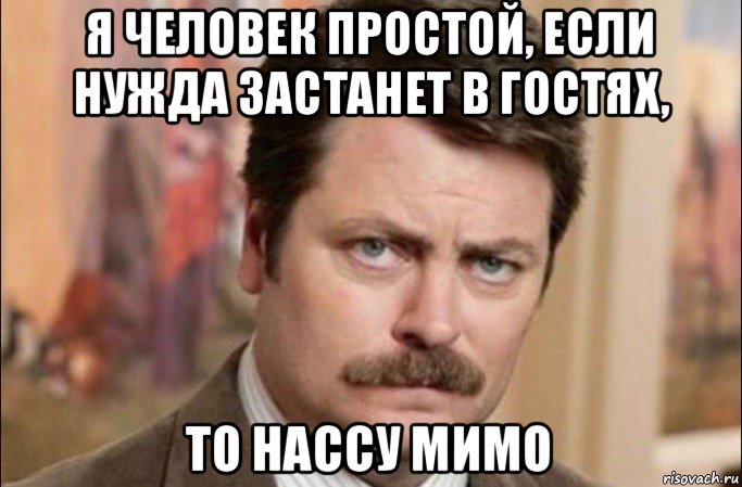 я человек простой, если нужда застанет в гостях, то нассу мимо, Мем  Я человек простой