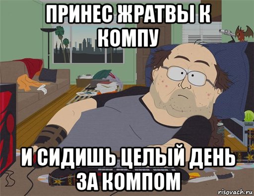 принес жратвы к компу и сидишь целый день за компом, Мем   Задрот south park