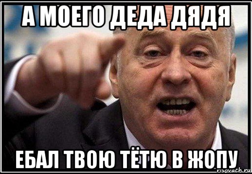 а моего деда дядя ебал твою тётю в жопу, Мем жириновский ты