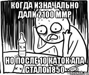 когда изначально дали 2100 ммр но после 10 каток апа стало 1850, Мем Алкоголик-кадр