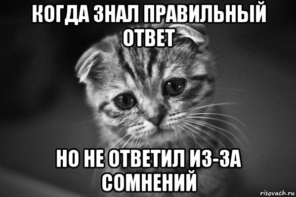 когда знал правильный ответ но не ответил из-за сомнений, Мем  безысходность