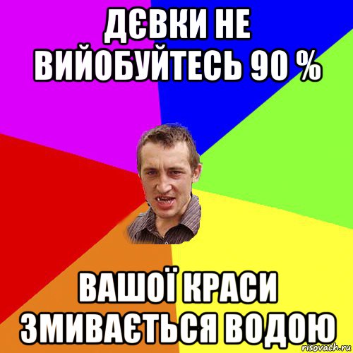 дєвки не вийобуйтесь 90 % вашої краси змивається водою, Мем Чоткий паца