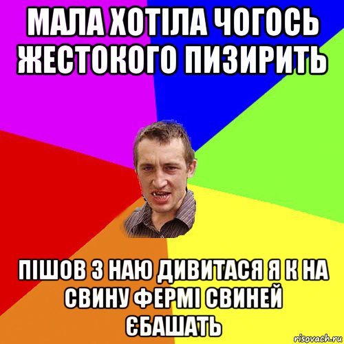 мала хотіла чогось жестокого пизирить пішов з наю дивитася я к на свину фермі свиней єбашать, Мем Чоткий паца