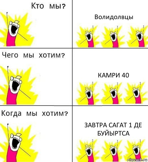 Волидолвцы Камри 40 Завтра сагат 1 де Буйыртса, Комикс Что мы хотим