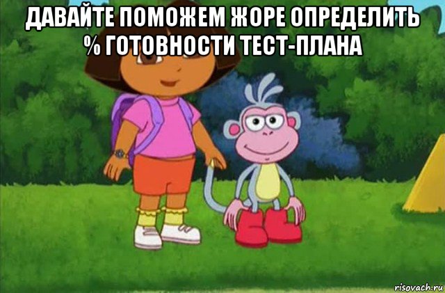 давайте поможем жоре определить % готовности тест-плана , Мем Даша-следопыт