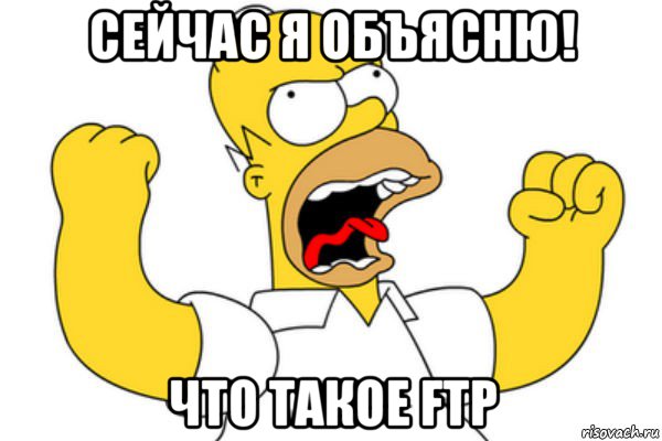 сейчас я объясню! что такое ftp, Мем Разъяренный Гомер