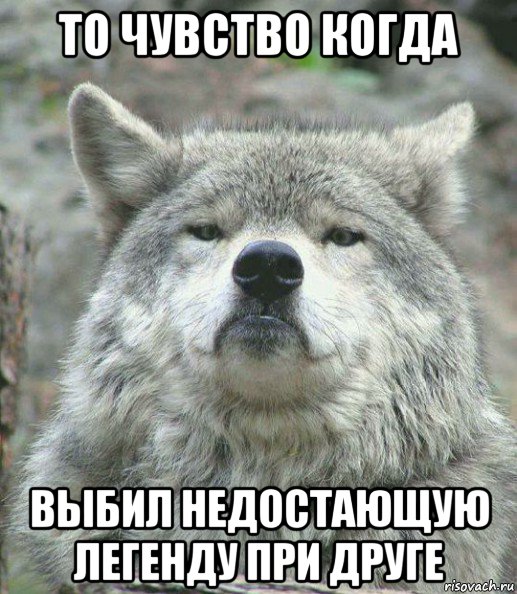 то чувство когда выбил недостающую легенду при друге, Мем    Гордый волк