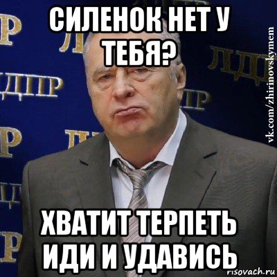 силенок нет у тебя? хватит терпеть иди и удавись, Мем Хватит это терпеть (Жириновский)