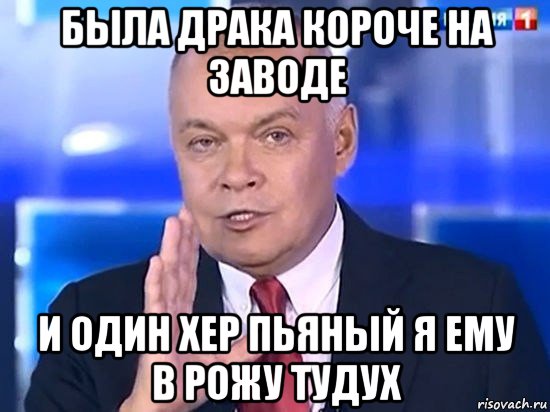 была драка короче на заводе и один хер пьяный я ему в рожу тудух, Мем Киселёв 2014