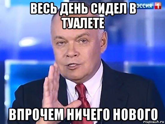 весь день сидел в туалете впрочем ничего нового, Мем Киселёв 2014