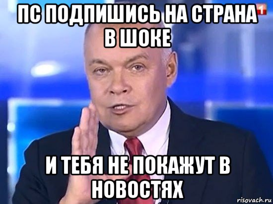 пс подпишись на страна в шоке и тебя не покажут в новостях, Мем Киселёв 2014