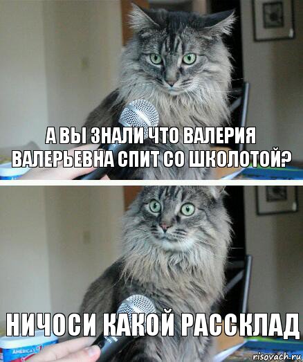 а вы знали что валерия валерьевна спит со школотой? ничоси какой рассклад, Комикс  кот с микрофоном