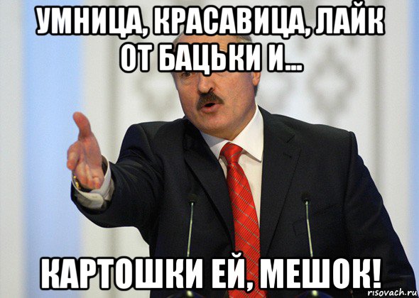 умница, красавица, лайк от бацьки и... картошки ей, мешок!, Мем лукашенко