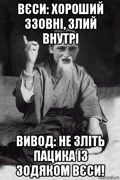 вєси: хороший ззовні, злий внутрі вивод: не зліть пацика із зодяком вєси!, Мем Мудрий паца