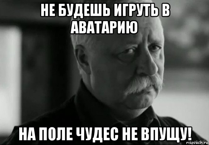 не будешь игруть в аватарию на поле чудес не впущу!, Мем Не расстраивай Леонида Аркадьевича