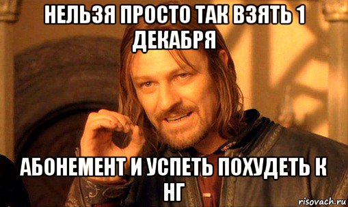 нельзя просто так взять 1 декабря абонемент и успеть похудеть к нг, Мем Нельзя просто так взять и (Боромир мем)