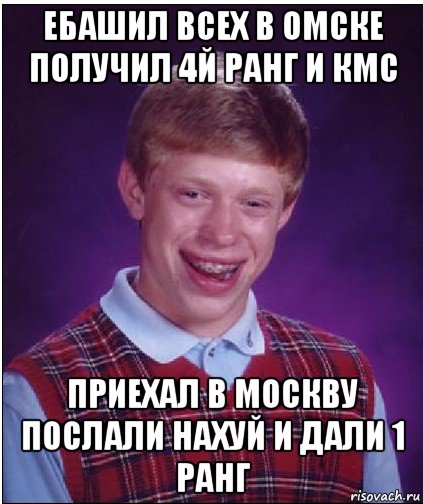 ебашил всех в омске получил 4й ранг и кмс приехал в москву послали нахуй и дали 1 ранг