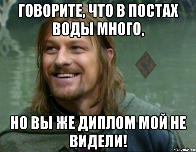 говорите, что в постах воды много, но вы же диплом мой не видели!, Мем ОР Тролль Боромир