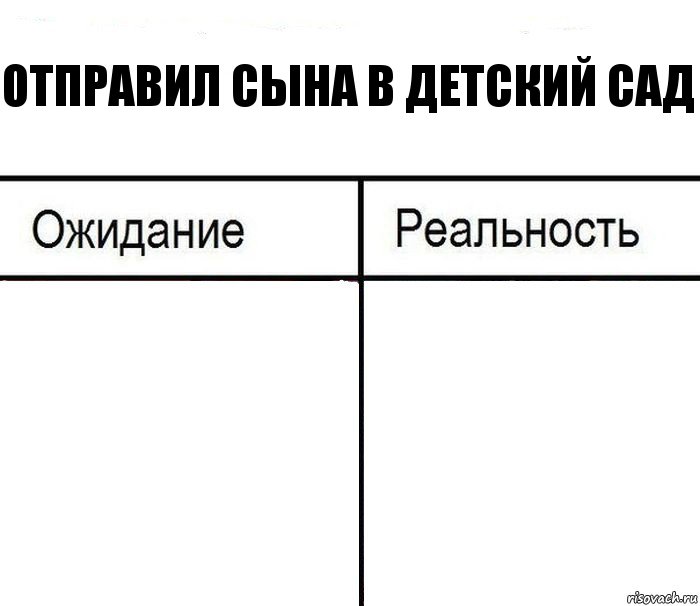 Отправил Сына в детский сад  , Комикс  Ожидание - реальность