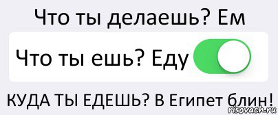 Что ты делаешь? Ем Что ты ешь? Еду КУДА ТЫ ЕДЕШЬ? В Египет блин!, Комикс Переключатель