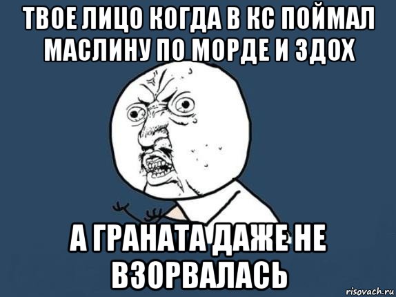 твое лицо когда в кс поймал маслину по морде и здох а граната даже не взорвалась, Мем  почему мем