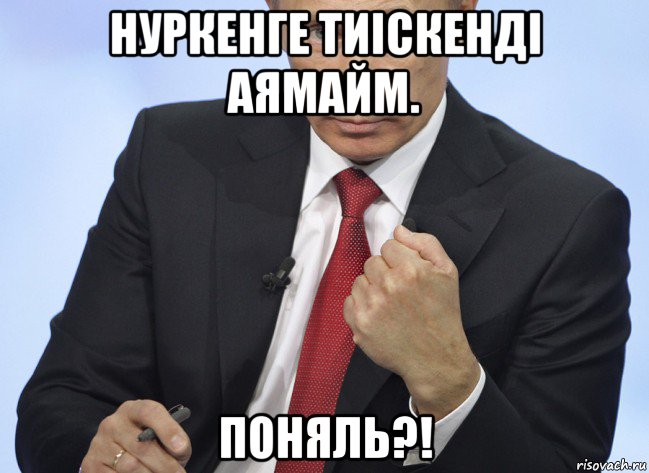 нуркенге тиіскенді аямайм. поняль?!, Мем Путин показывает кулак