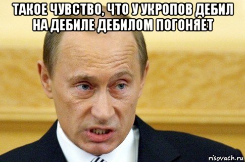 такое чувство, что у укропов дебил на дебиле дебилом погоняет , Мем путин