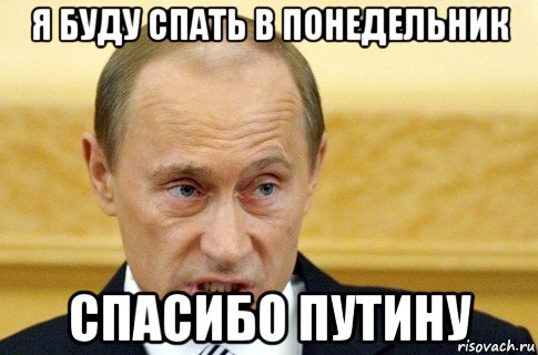 я буду спать в понедельник спасибо путину, Мем путин